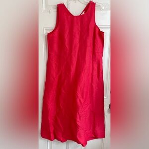 J. Jill Linen Blend Dress Strawberry Pink ALine Midi Sheath Sleeveless Women’s M